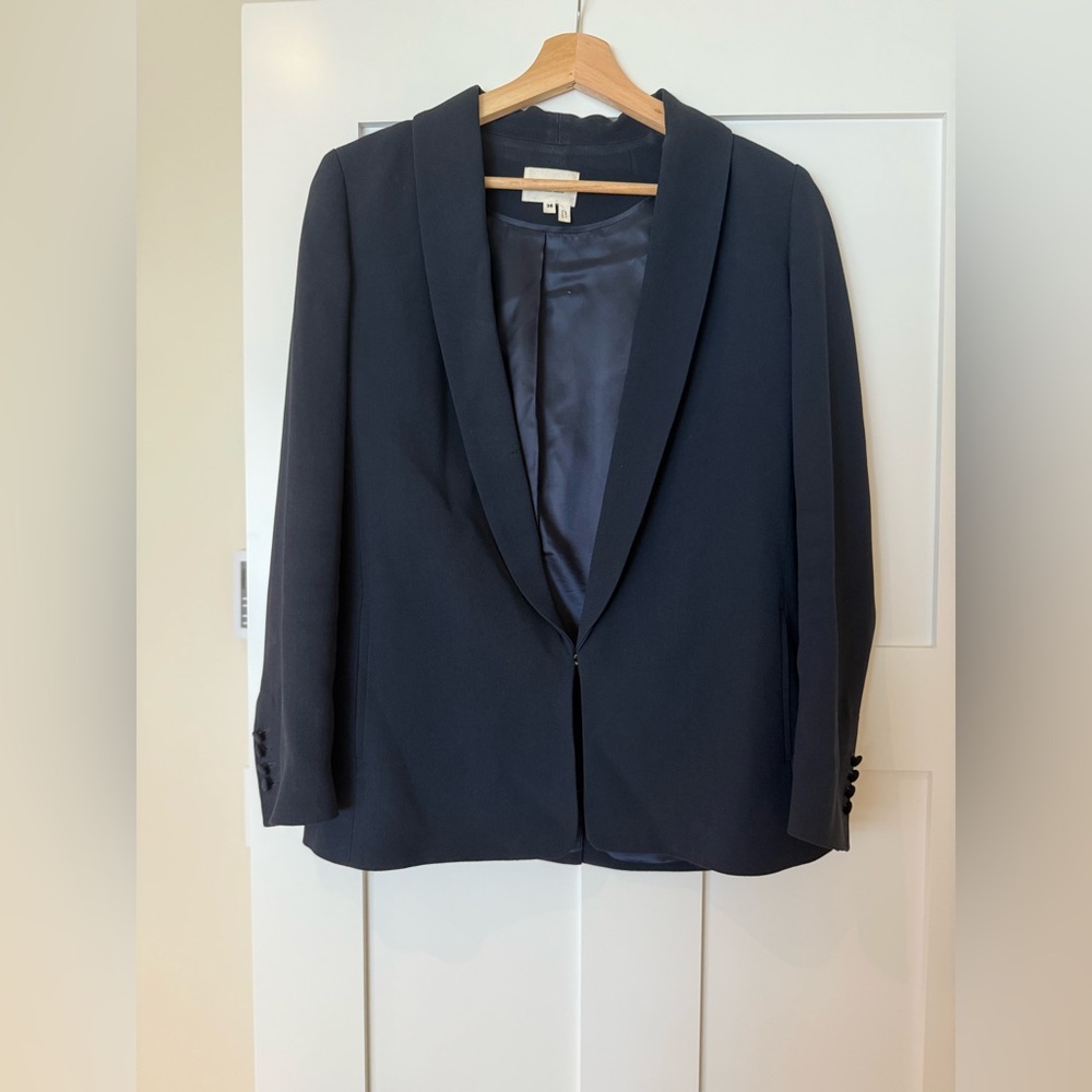 Sézane Navy Crepe Blazer